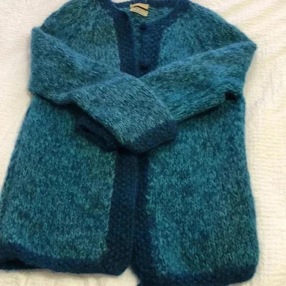 Vintage handmade in Italy blue button up sweater.  Size M - Picture 8 of 9